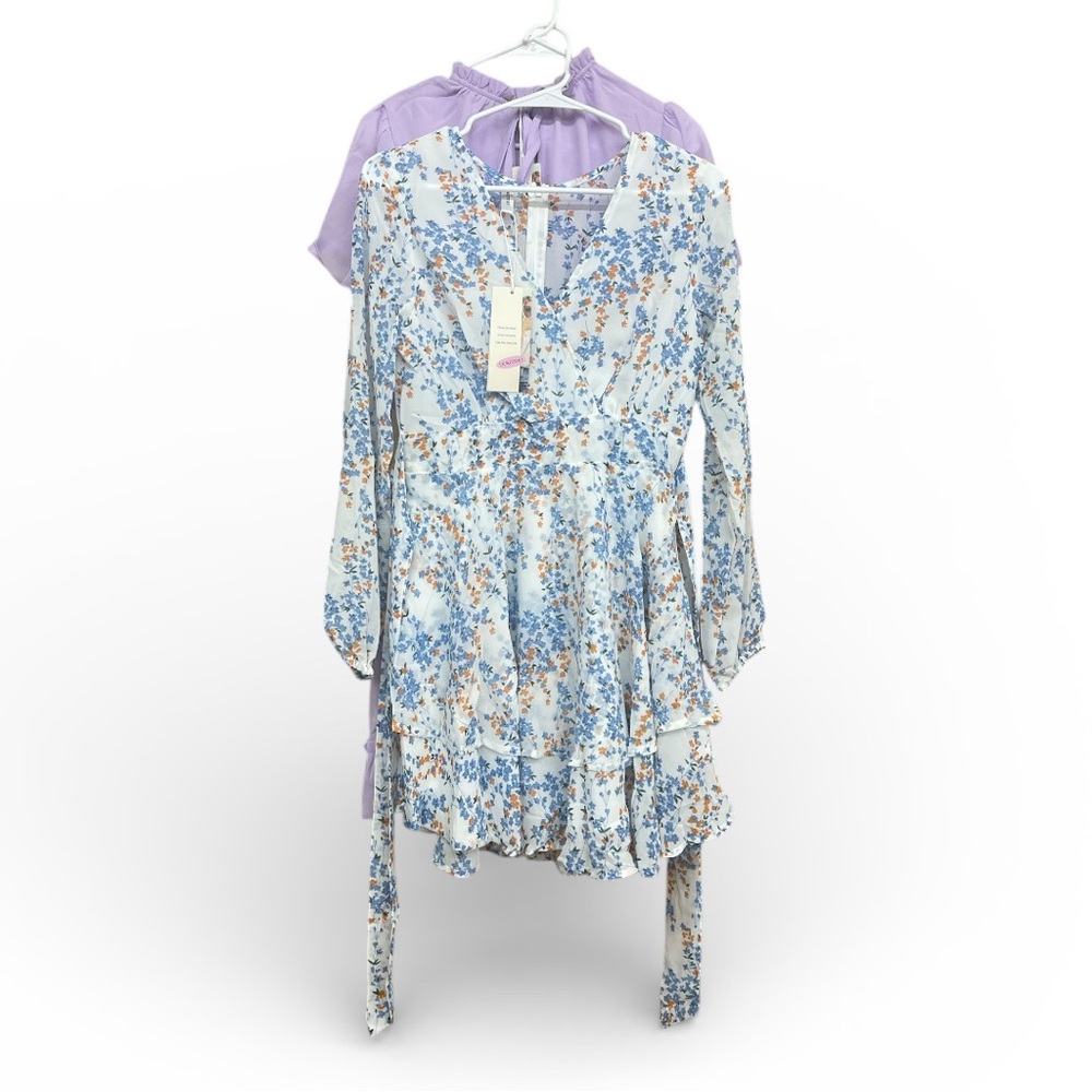 Bundle Deal - (2) Dresses (Floral Pattern & Lavender) Size Small